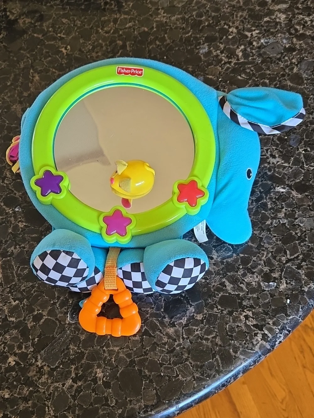 Fisher-Price Blue Elephant Sensory Mirror Toy for Babies
